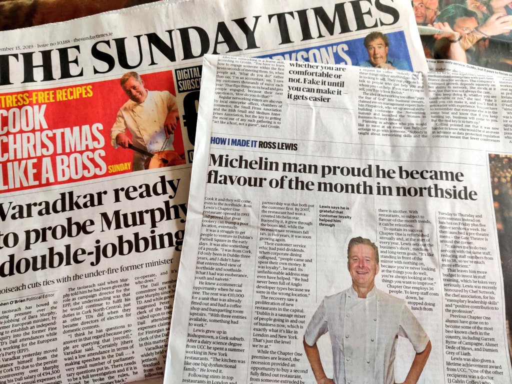 FoodPRIreland's tweet image. Check out today&apos;s @thetimesIE to read about Ross Lewis&apos; impressive career from setting up Michelin star @ChapterOneDub in 1993 to his recent honour from @ChefNetworkIRL for his &apos;exemplary leadership skills&apos; and &apos;positive contribution to the profession&apos; .
#InThePress #ChefNetwork
