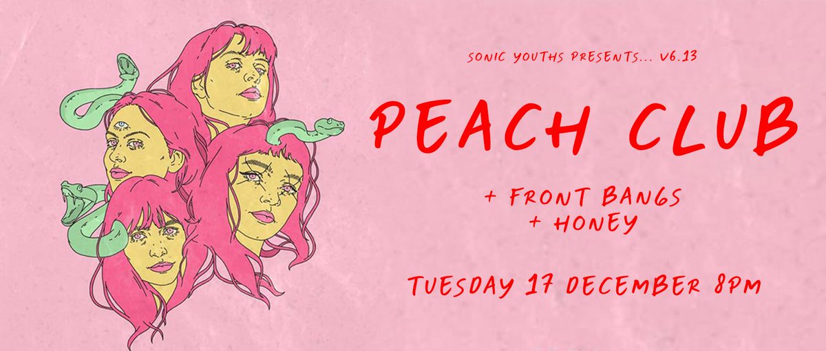 Get down and support your local scene on Tuesday - @1419SonicYouths are hosting a headline show for riot grrrls @ppeachclubb with support from HONEY + @frontbangs 🙌 🙌 🙌 buff.ly/36moY34