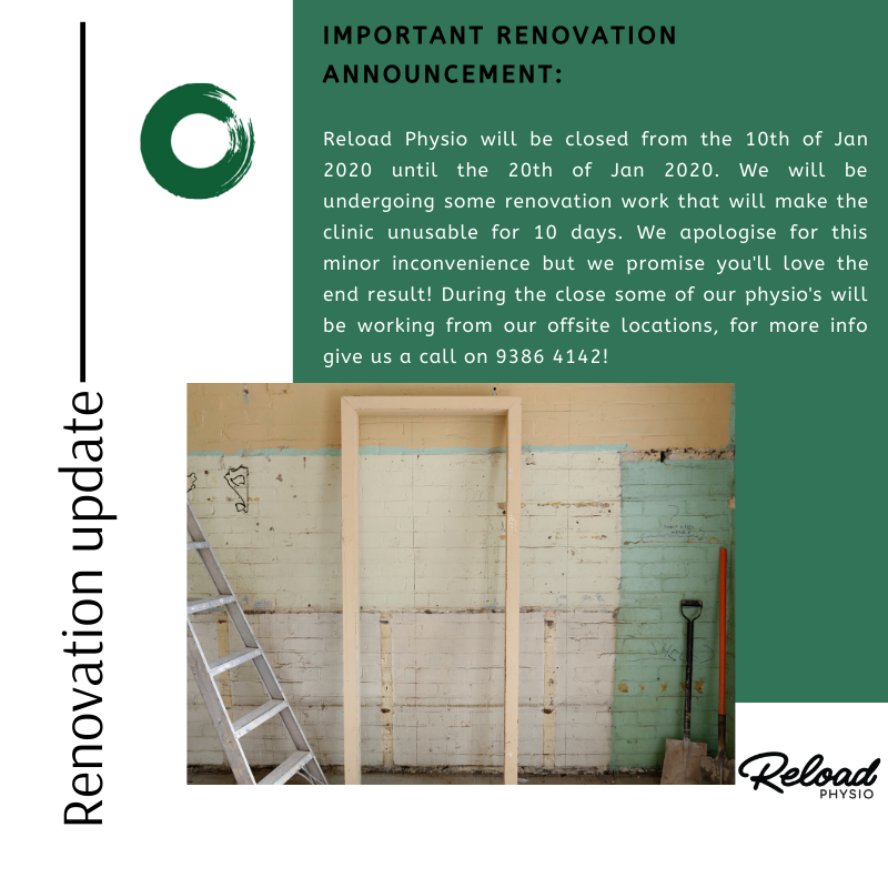 ReloadPhysio's tweet photo. IMPORTANT RENOVATION ANNOUNCEMENT https://t.co/MgFkeJCuH1