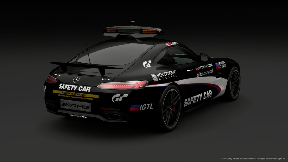 IGTLeague's tweet photo. Our Safety Car driven by @khkenni has received a little update on its livery!

SuperPole in 40 minutes.
Stint 1 starts in 70 minutes.

#IGTLStint @thegranturismo https://t.co/f2MTm6ESs5