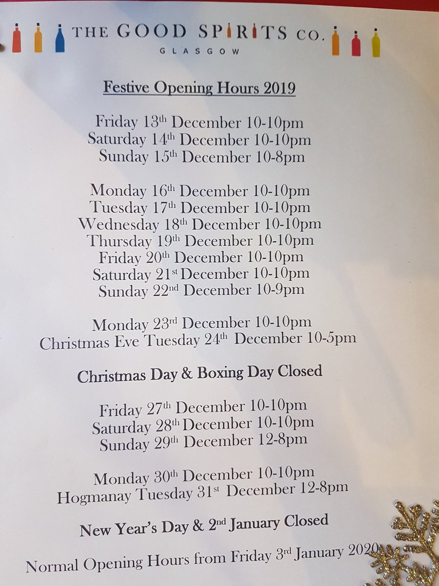 Here's our festive opening hours troops #hyndland #westend #christmashours #itsnearlyxmas