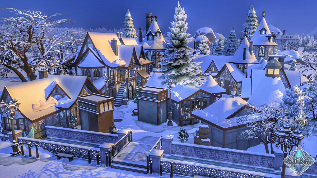 SatiSimBuilds's tweet photo. The Wintercrest Collab is here! We gathered together to give the Newcrest Map a new look! My part - 'Snowfall Alley' a part of our shopping district! Without CC and available on my gallery! Watch the Speedbuild now! https://t.co/h0XI9dZzab @TheSims #thesims4 #sims4 #ts4 #thesims https://t.co/q0SEaDJLhe