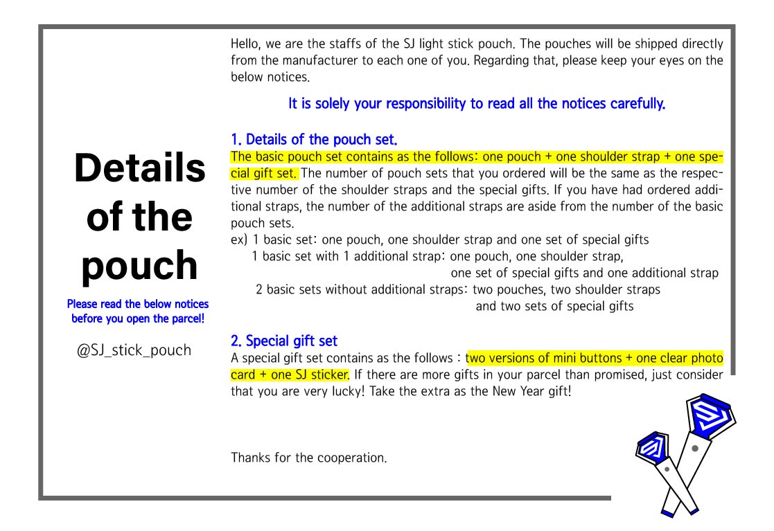 💙Important Notices💙
‼️It is your responsibility to check all the below notices‼️
If any problem happens, since you do not read the notices carefully, there is nothing we can do it for you. If you have any question, feel free to dm us. Thank you😆