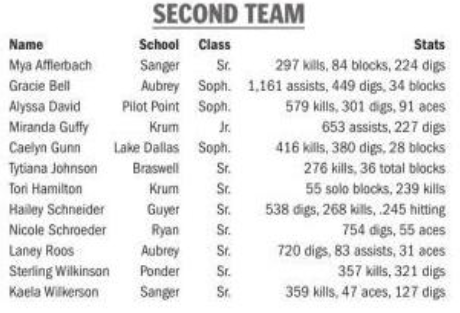 Congratulations to Karli Stanley for being named to the @DRC_HSsports All-Area First Team and to Mya Afflerbach and Kaela Wilkerson for being named to the All-Area Second Team!