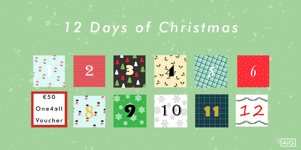 AIGIreland's tweet photo. ๐ Day 7 ๐ We have another โฌ50 One4all voucher up for grabs today. Last minute shopping just got a whole lot easier. To enter tag someone in the comments below with #AIGXMAS.
T&Cs: https://t.co/5lN2Ln6hLl https://t.co/3D4Um9U8my
