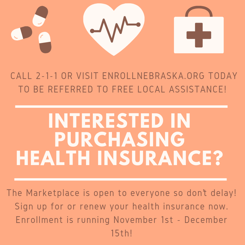 Today is the last day to enroll for the Health Insurance Marketplace! Find free assistance in person or over the phone at EnrollNebraska.org/Local or call 2-1-1.