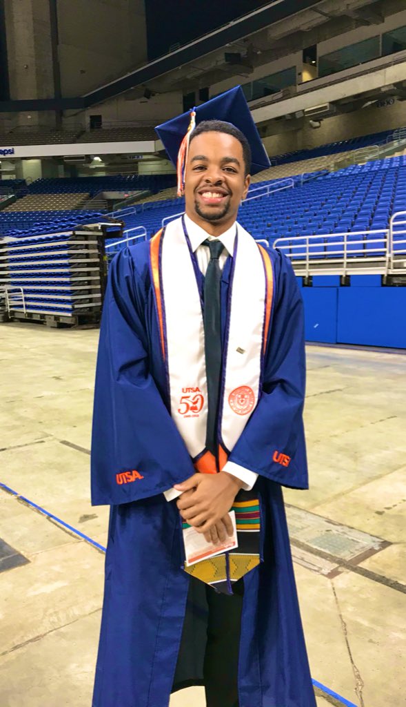 UTSA's tweet image. There’s excitement in the air as graduates prepare to cross the stage! You made it, ‘Runners! #UTSA #UTSAGrad19