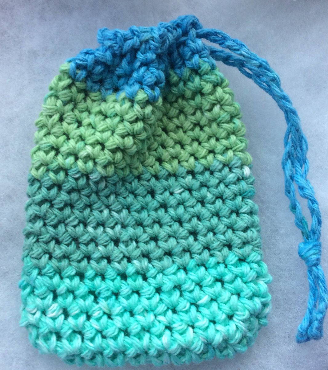 My first soap saver in Lily brand Sugar n Cream 💯 % cotton yarn 🧶 No more plastic shower gel bottles. Pop in a bar of soap and away you go! Eco friendly crochet 🥰 #ecocrochet #ecofriendly #crochet #soapsaverbag 🌎