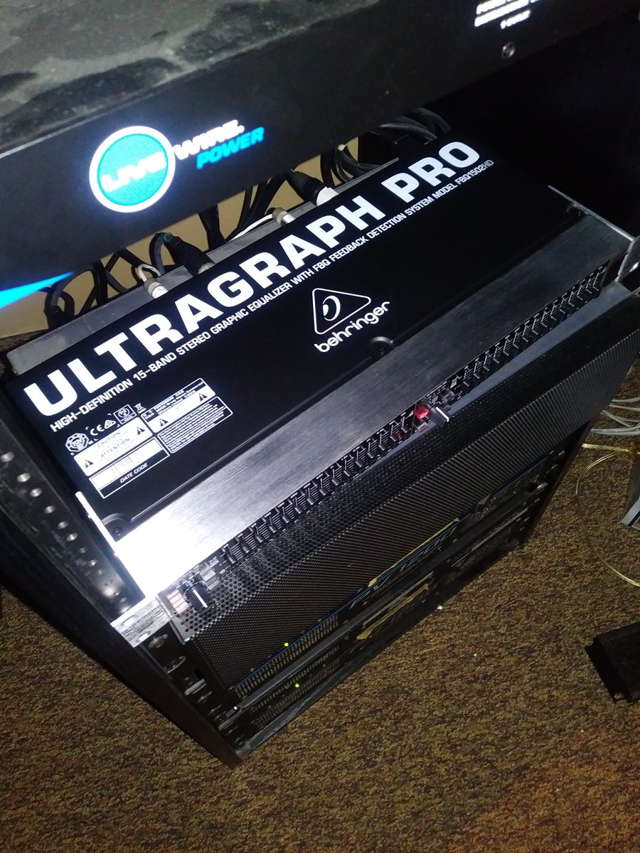 booher6288's tweet photo. Oh, sweet relief! Replaced our failed GEQ3102 @Behringer equalizer with a new FBQ1502HD at @BroadwayCMA this morning! #GodIsGood #SoundGuyProblems https://t.co/wsZxJWqcKS