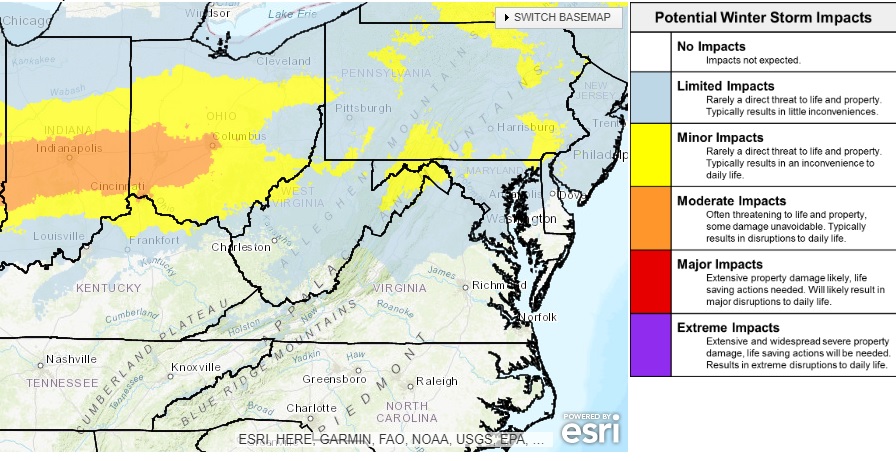 NWSCharlestonWV's tweet photo. Winter weather may cause travel problems across the northern portion of our area Monday morning.  Excessive rain may cause flooding across portions of our area of responsibility Monday night into Tuesday. https://t.co/jlGpqBfk3g