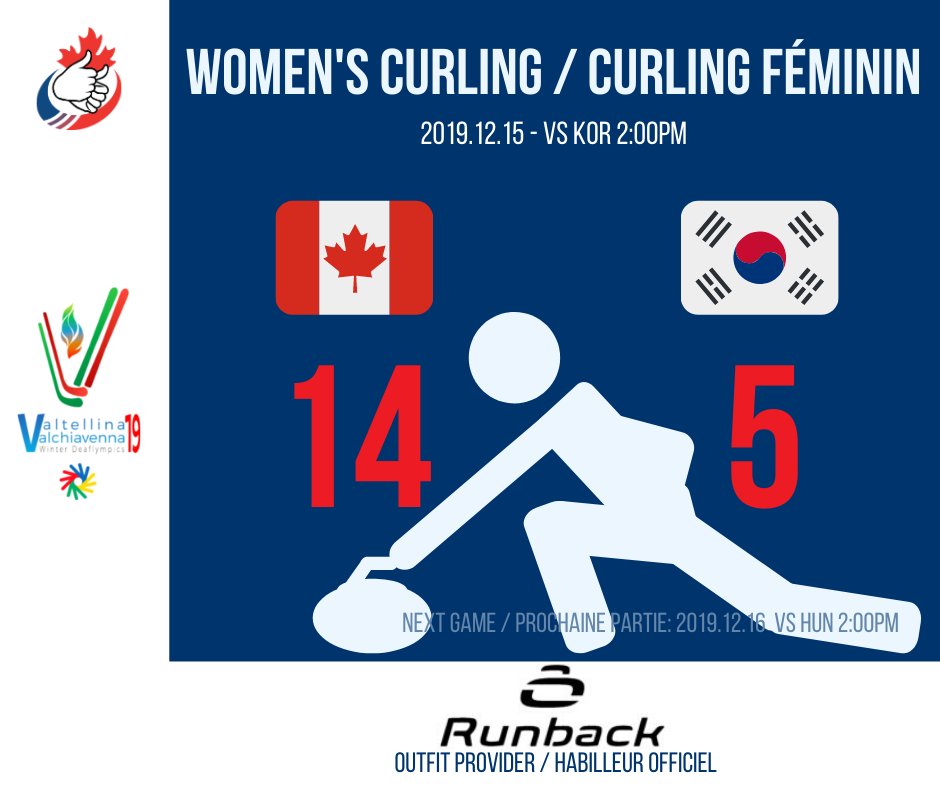 Your encouragement pays off! 🔥
A 1st win for Team Canada Women's Curling 🥌

Go 🇨🇦 Go!
.
.
.
#GoCanadaGo #Deaflympics2019 #CDSA2019 #VictoryAlwaysFelt #Sports #Deaf #TeamRunback #DeafTheNorth