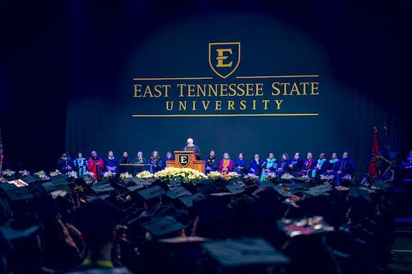 ETSUPrez's tweet photo. #ETSUgraduation is my favorite event. I am proud of you, class of 2019, and can't wait to see where you will go next. Congratulations! #godspeedandgobucs https://t.co/5UFiARRobg