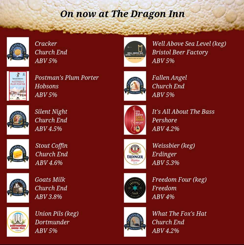 On the bar now
Beer Board: bit.ly/32ihfBW

<a href="/churchendbeer/">Church End Brewery</a> <a href="/BrisBeerFactory/">Bristol Beer Factory</a> <a href="/HobsonsBrewery/">Hobsons Brewery</a> <a href="/PershoreBrewery/">Pershore Brewery</a> #ErdingerWeissbier <a href="/FreedomBrewery/">Freedom Brewery</a> <a href="/WorcesterCAMRA/">Worcester CAMRA</a>
#RealAleFinder