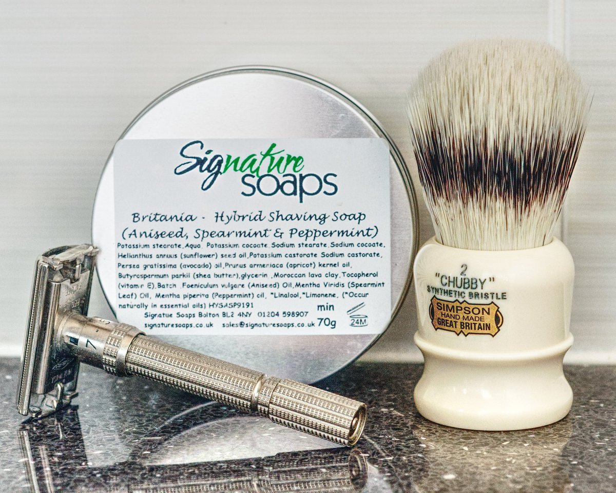 SOTD15/12 - Signature Soaps Britania, Simpsons Chubby 2 synthetic, Gillette Slim Adjustable, Personna Red (3) #artisanshavesoap #signaturesoaps #signaturesoapsbolton #gilesshavingco #simpsonschubby2 #gilletteslimadjustable #personna #ymmvshaves