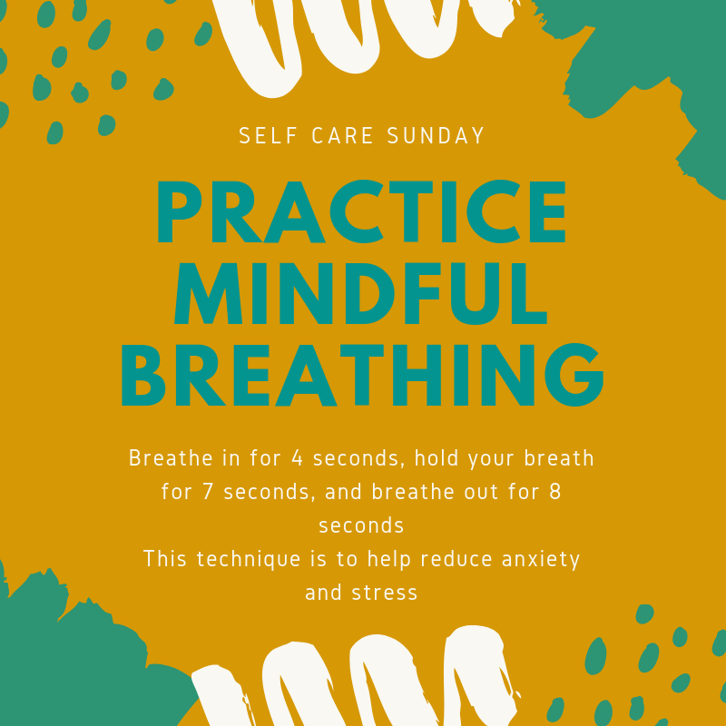 sarp_bu's tweet photo. SELF-CARE SUNDAY
-----Practice Mindful Breathing. Breathe in for 4 seconds, hold your breath for 7 seconds and breathe out for 8 seconds. This technique is to help reduce anxiety and stress. Good Luck on Finals! https://t.co/pSnpiWghrc