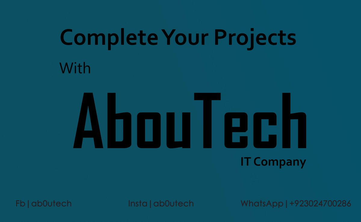 Ab0uTech's tweet image. *AbouTech*

DM Now 👉@ab0utech
.
Also can contact on WhatsApp. 
.
#AbouTech #aboutech #programar #bug #solution#fiver #coding #computerised #webdesign #web_project #createwebsites #sql #mysql  #cppproject #c++project