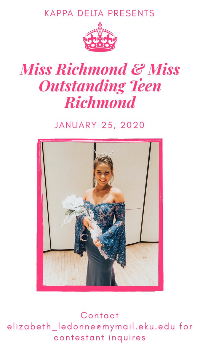 Our pageant is almost a month away! Email us to enter to be Miss Richmond or Miss Outstanding Teen Richmond😍👄💋✨💖  contact info on flyer!