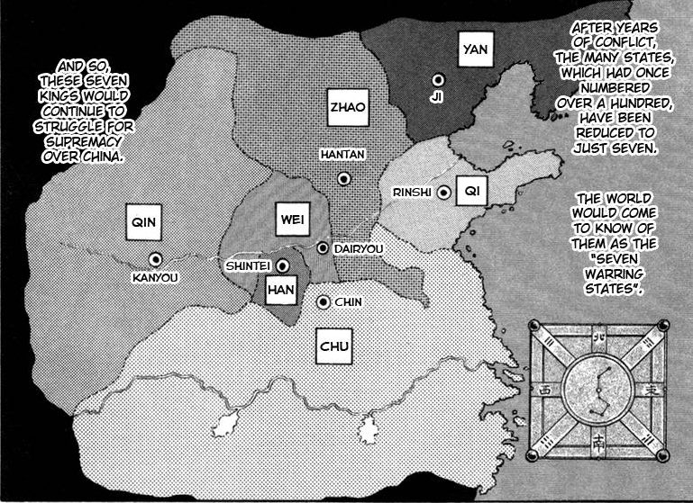 Plantons le décor, nous sommes en 245 avant J-C, en Chine, durant l'ère des royaumes combattants. C'est une période très instable où les guerres et les massacres durent depuis des siècles, et ne semblent pas prêtes de s'arrêter. 7 états se battent pour la suprématie