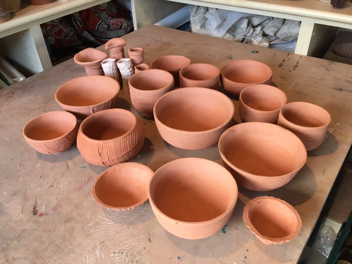 tomphilipson's tweet photo. Bowls made by @WhitworthArt staff which they will sell in their own museum shop. https://t.co/JRhfvPs9N2