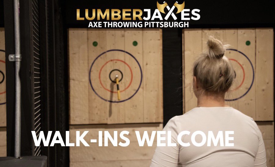 axethrowingpgh's tweet photo. Bullseye! 🎯 Join us for our Sunday walk-in hours from 12-7PM at all 4 locations! Tag a friend you want to go #AxeThrowing with below! 👇
#LumberjAxes #AxeThrowingPGH #WalkInsWelcome #BYOB https://t.co/AJPeC5OLYF
