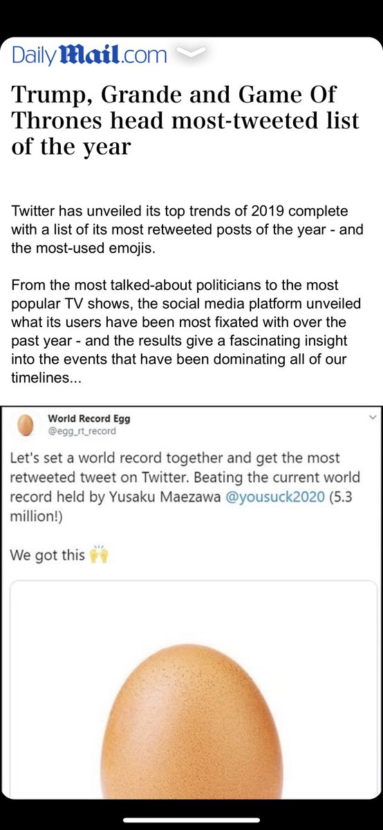 kaJINfeelove's tweet photo. @TwitterData @DailyMail The article you put out seems to be incorrect. @BTS_twt had the most retweeted tweet of 2019. Just thought they should get the recognition 💜 ARMY https://t.co/3WnFdvNayn