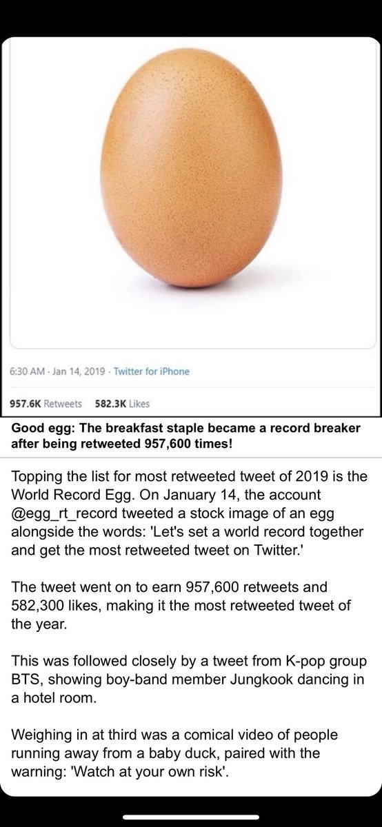 kaJINfeelove's tweet photo. @TwitterData @DailyMail The article you put out seems to be incorrect. @BTS_twt had the most retweeted tweet of 2019. Just thought they should get the recognition 💜 ARMY https://t.co/3WnFdvNayn
