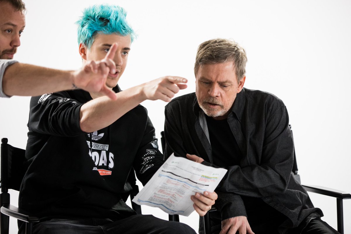 Ninja's tweet image. Being able to work with one of the greatest legends @HamillHimself and getting to teach him about our gaming world was such an honor. He also taught me a lot about voice acting, super memorable moment.