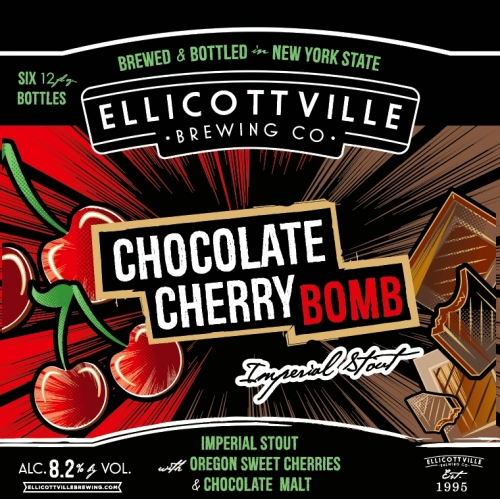 #OnTap Chocolate Cherry Bomb from @EBCwny, a #Stout - Imperial / Double Milk, 8.2% ABV, 32 IBU - Ellicottville, NY 
Robust &amp; malty Imperial stout, brewed with English hops, chocolate malt, and Oregon sweet cherries.
