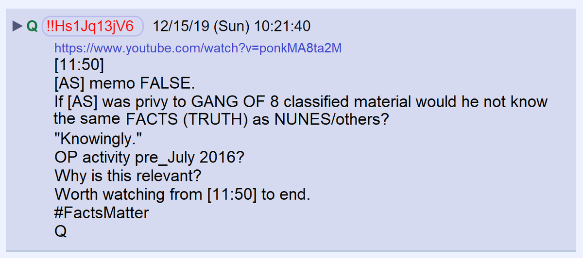 69) Adam Schiff [AS] was briefed by the intelligence community. He knew the truth but lied because he never suspected the briefing material he received would be made public.