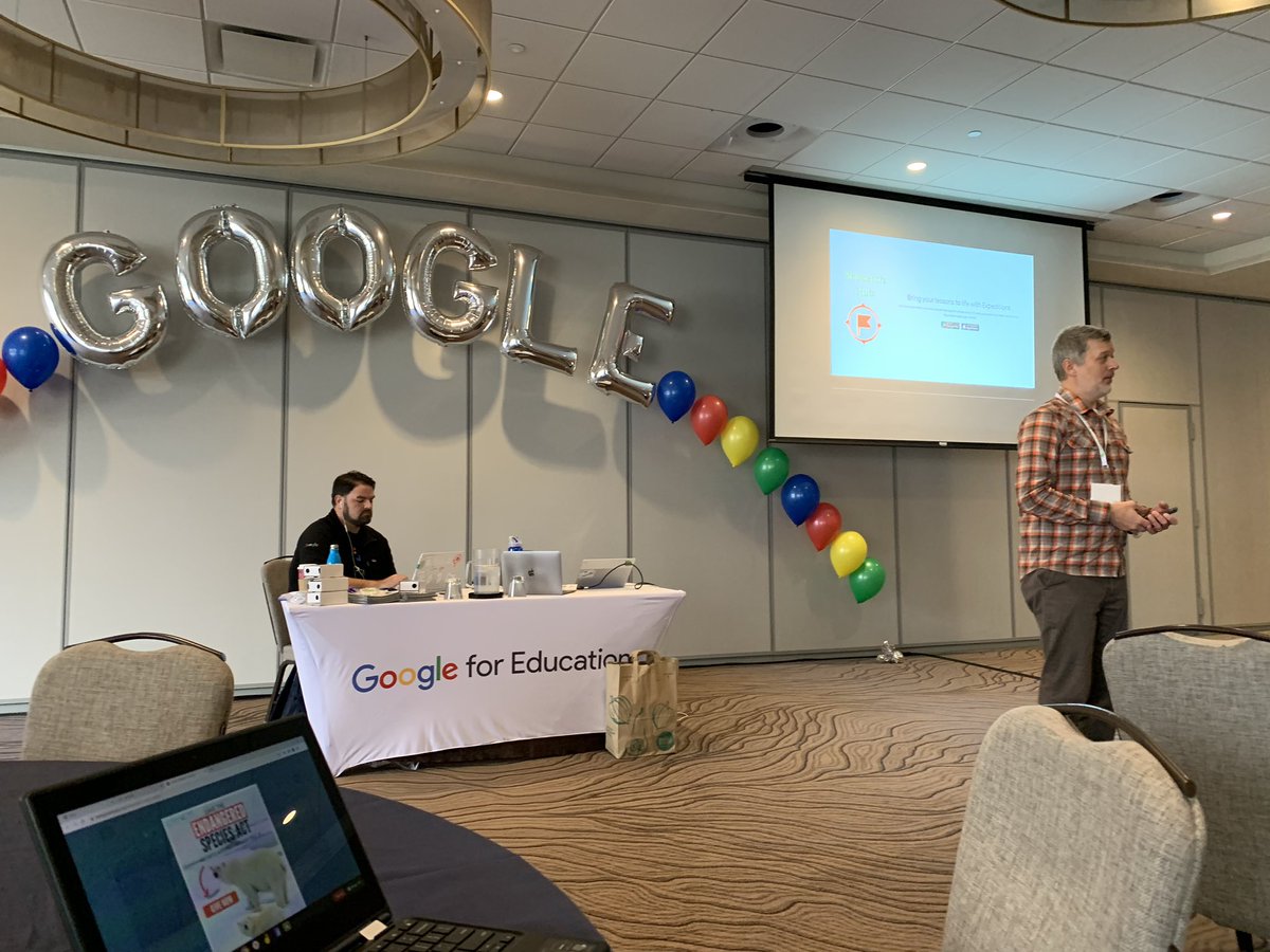 scimae's tweet photo. Glad to be at this year’s Conference and spending time with Molly, Ben and Christina at the Google Anywhere School session!  #impactedu19 https://t.co/55Nqp94hFX