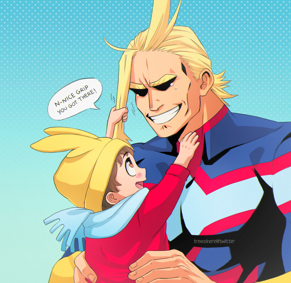 All Might and his fans :D The lady is supposed to be someone who actually s...