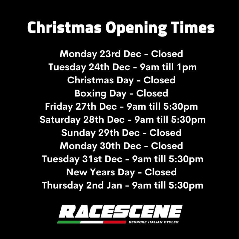 racescene_uk's tweet photo. Our christmas opening times over the festive period. Merry christmas from everyone at #Racescene ๐ด๐ปโโ๏ธ๐ด๐ปโโ๏ธ #cycling #cyclingstore #italiancycles https://t.co/mewIvetqff