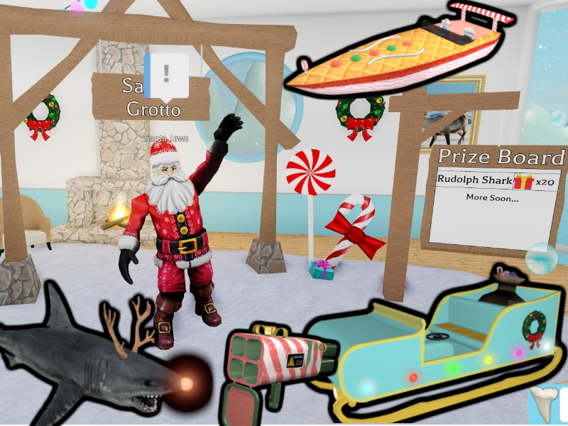 Opplo On Twitter Sharkbite S Christmas Update Is Out This Year We Have Something A Little Different For You A Mission From Santa Jaws To Earn Free Items New To Update - roblox candy cane launcher