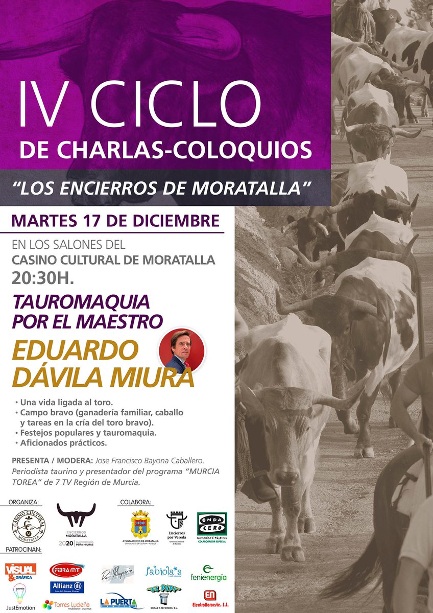 aftprm's tweet photo. Buenas tardes chic@s!!! 

Os dejamos el cartel del  IV Ciclo de charlas y coloquios que organiza el Casino Cultural de Moratalla junto con la Mayordomia 2020. https://t.co/gZ1Jq6RDcF