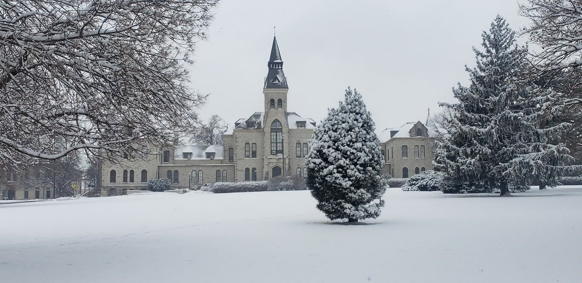 Prettiest spot on campus. I am so happy that it snowed. I hope every college student has such beautiful scenery to see!💜💜