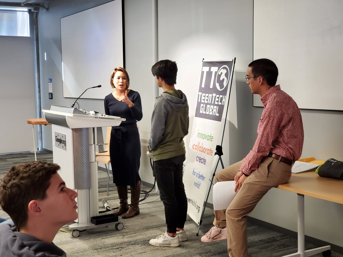 HarshaTtsf's tweet photo. Clayton, at the 2019 TTSF Global Youth Summit gets advise from Namiko!

"Make sure to stick to your mission, always provide updates with other parts of your team"

@teentechsf #TTSFGYS @wilabcom https://t.co/lHu5MvhzJl