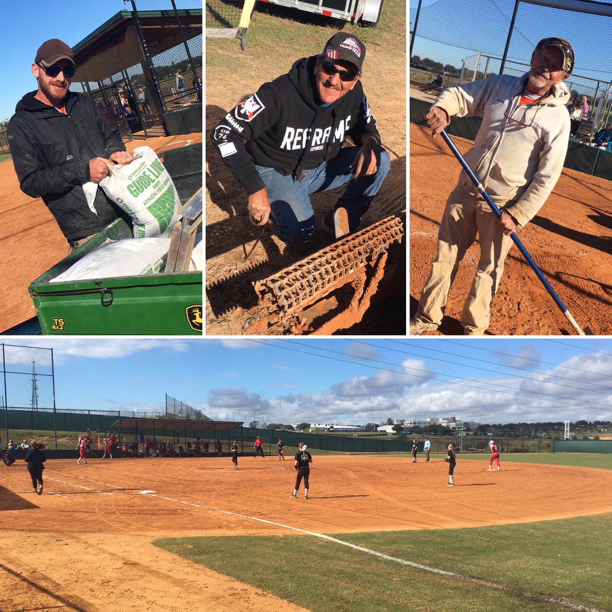 PFXAthletics's tweet photo. #ShoutoutSunday to our field crew! The amount of compliments these guys have received this weekend is unreal. The fields look fantastic! 😍

We are SO lucky to have a crew that is as passionate about our mission &amp; serving the softball community as we are!🥎 

#TEAMPFX #Teamwork https://t.co/gQUWvpiUrs