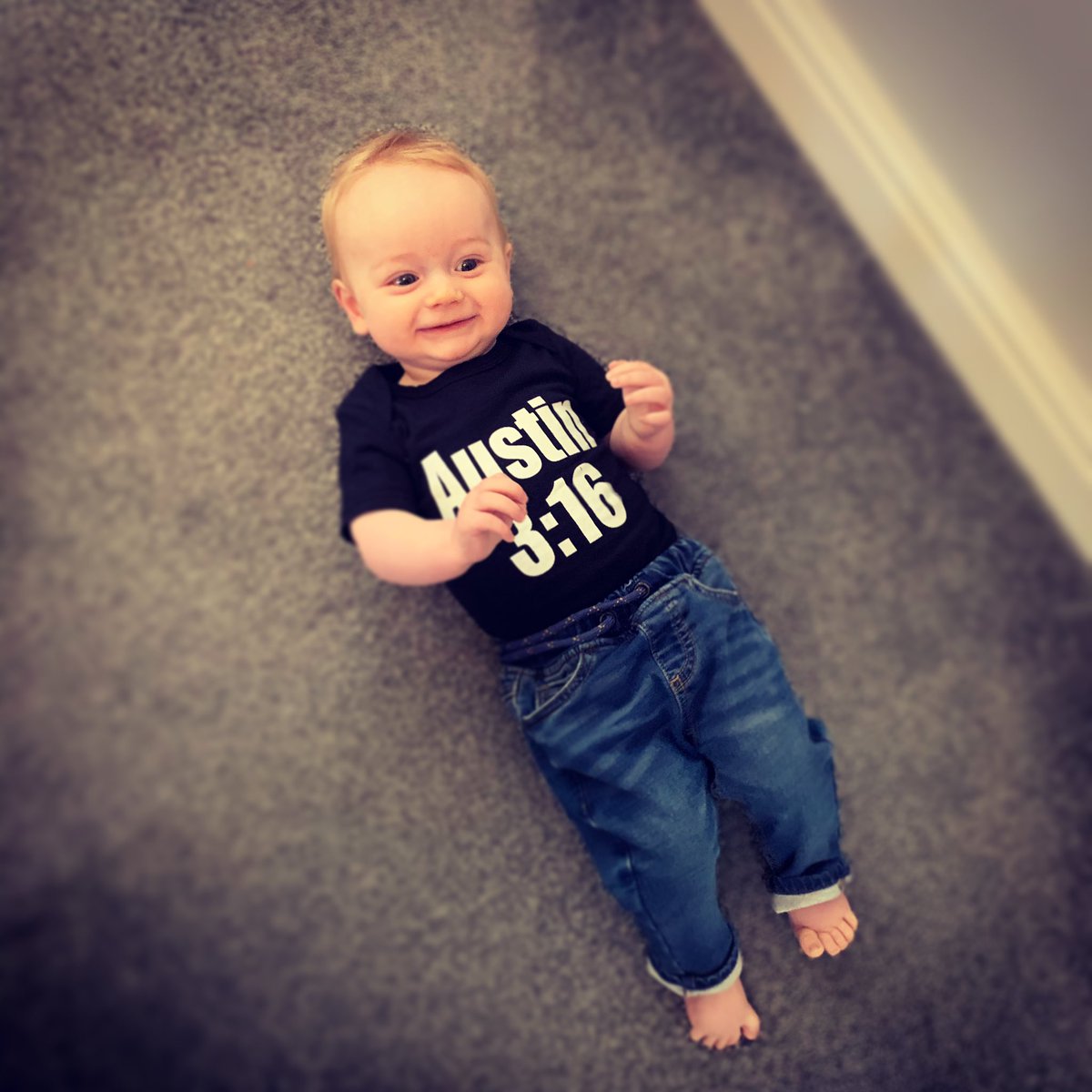 Chrisbarrett131's tweet photo. @steveaustinBSR meet our son Austin! Opening up cans of whoop ass daily 🐍 https://t.co/OhVGNoOeYn