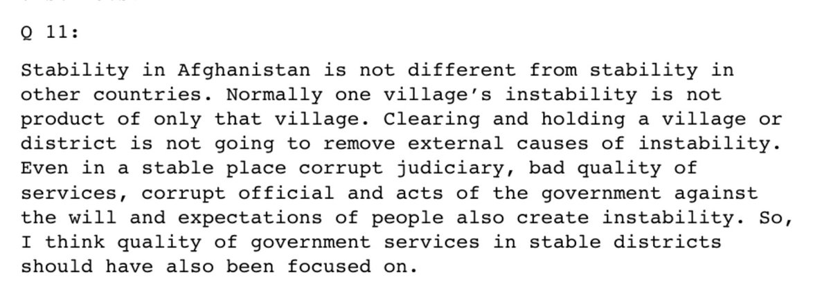 Important to note that it is not only American officials who accepted the logic of hearts and minds, or good governance model. Some Afghani officials bought into the concept too, although less often than Americans. Here is one example. 156/n  https://www.washingtonpost.com/graphics/2019/investigations/afghanistan-papers/documents-database/?document=niazi_rohullah_ll_12122016