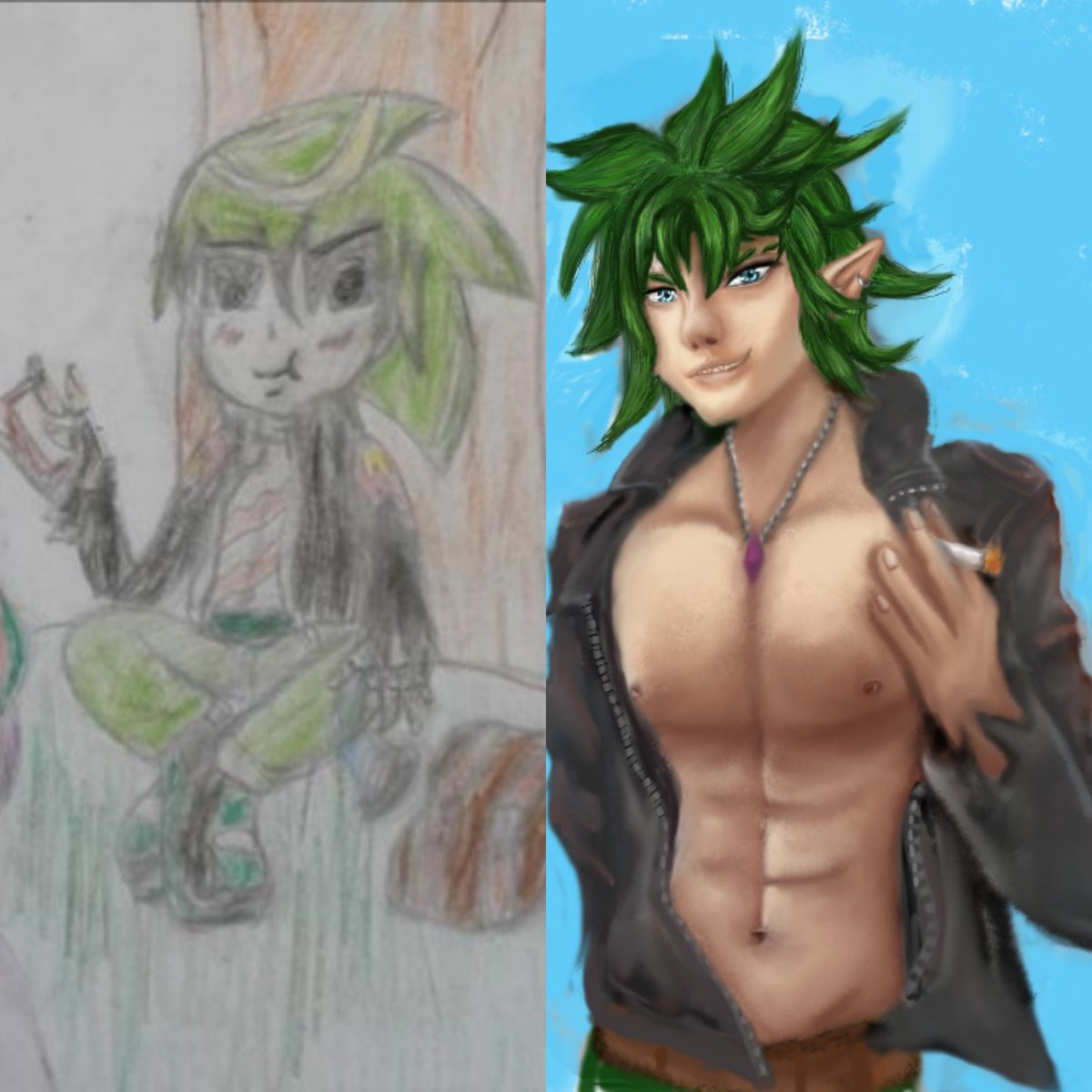 PhyllisArtpage's tweet photo. My 2019 version isn't fully finished yet but here is a comparison so far. #2009vs2019 
#2009vs2019challenge #Artof2019 #art #ArtistOnTwitter #artwork #Trending #2009vs2019challenge #challenge #anime #animeart #green #artist #howharddidpuberthityou #10YearChallenge #アート #アニメ https://t.co/LKRKkzTi9Y