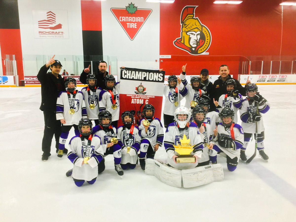 Sensplex's tweet photo. Atom C champs are here! Congratulations to the Kemptville Storm! #ChampionshipSunday #GCGHComp19 https://t.co/fd5Kz8zQau