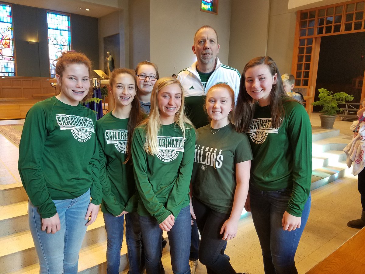 jkrieg17's tweet photo. Saints/Sailor Nation Girls Basketball attending mass at St. Ed's #BasketballFamily https://t.co/SLLbqLhwqp