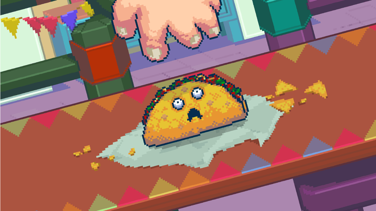GoblinPortal's tweet photo. Taco el Survivalo, the premier taco survival game is finally here! 
Survive! - Avoid nasty humans trying to eat your delicious taco.

Android: https://t.co/d9npbLbQu1

#gamedev #indiedev #pixelart #mobilegame #GameMaker #taco #funny https://t.co/B3KKzcXVAK