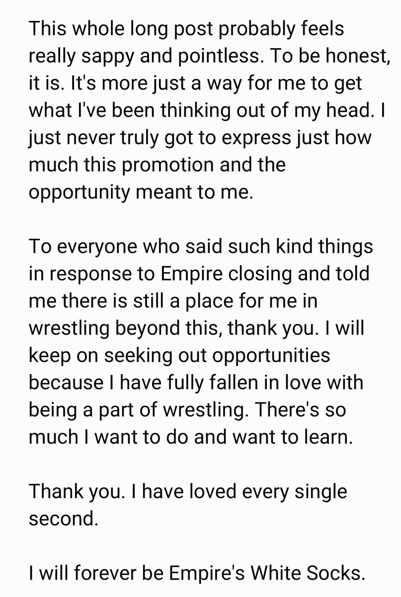 mrseanmbarrett's tweet photo. On what would have been a show day, I just wanted to say my piece about Empire Wrestling and what it meant to me.

Honestly it's a bit sappy and self indulgent but sometimes you just need to get things out of your head. https://t.co/yZiyqomxoq