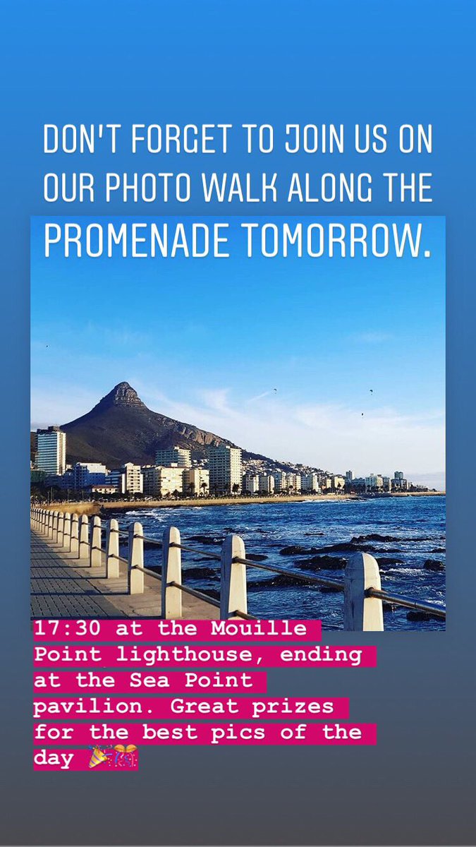 lovecapetown's tweet photo. Not sure what to do tomorrow? Join us for a photo walk on the prom with photographer @AbedGesant 🚶🏽‍♂️📷🤸🏻‍♀️ ☀️🎉 #lovecapetown #capetown #16december2019 #SouthAfrica https://t.co/21JiQ4tiiu