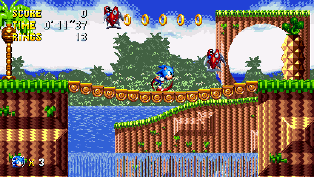 SonicLegends20's tweet photo. It seems like many folk had a keen eye! Sunset Shore act 2 in #HSSL indeed references the Splash Hill Zone test level found in Retro Sonic Nexus which, in turn, takes some of its assets from Sonic XG's Palm Paradiso Zone! https://t.co/ERD7khVKzX