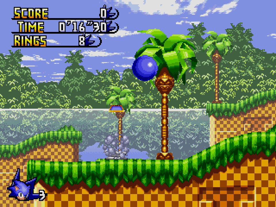 SonicLegends20's tweet photo. It seems like many folk had a keen eye! Sunset Shore act 2 in #HSSL indeed references the Splash Hill Zone test level found in Retro Sonic Nexus which, in turn, takes some of its assets from Sonic XG's Palm Paradiso Zone! https://t.co/ERD7khVKzX