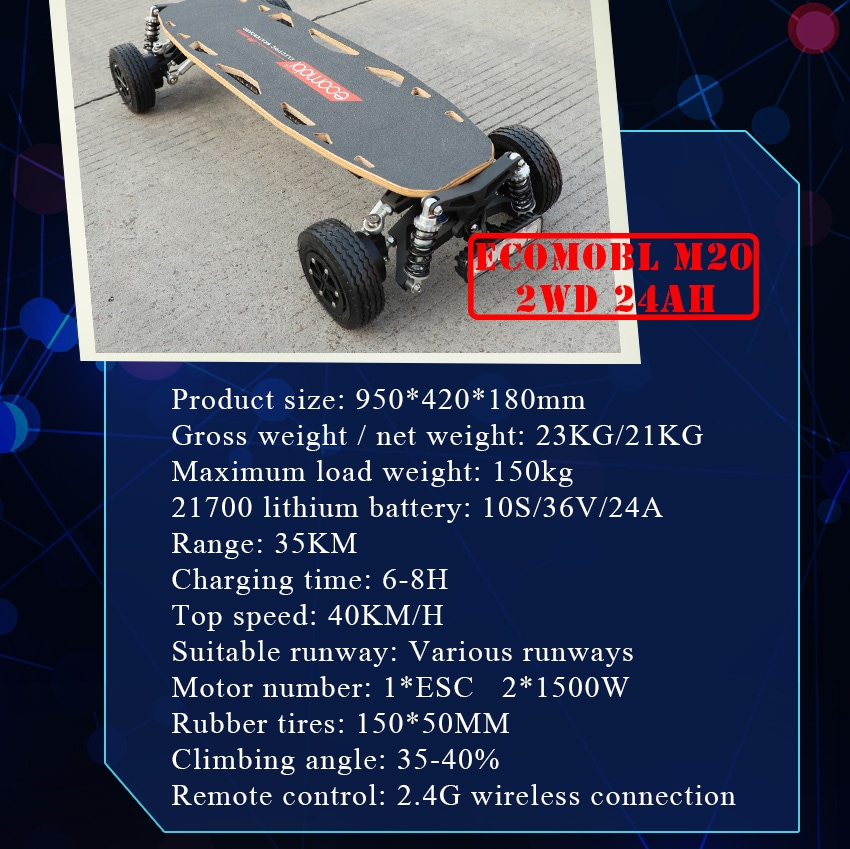 onlinesaleprom1's tweet photo. Ecomobl-M20A 24Ah 3000W 2WD Electric Off-Road Skateboard Max Range 22 Miles Top Speed 25 MPH
Flash Sale price $1700 - 20% off (promo code- A3D6343DBE1EB000)
Check full Details - https://t.co/OWOKsSsS67
#Sales #offers #Discounts #ElectricVehicles #skateboarding #skateboard #2020y https://t.co/ePZnyTYLbf