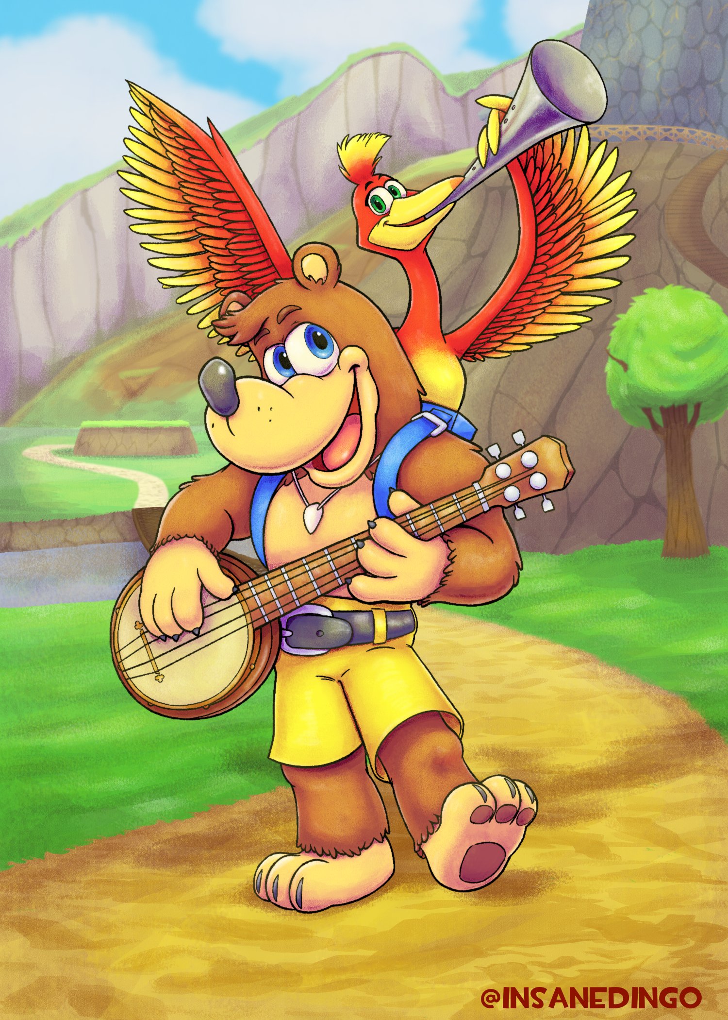 Banjo and Kazooie play Guitar Hero by anime_dragon_tamer - Fanart