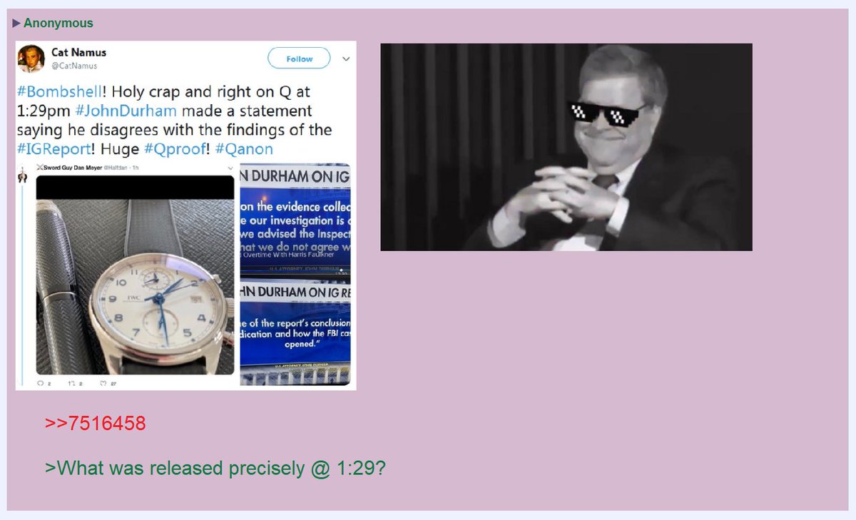 86) John Durham's response to the IG report was also published at 1:29 on December 9th.